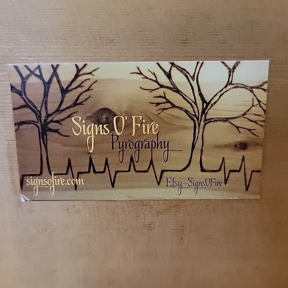 Pyrogrophy - Wood Art with Tree and Heartbeat Design - Burn Art - Picture 2 of 6
